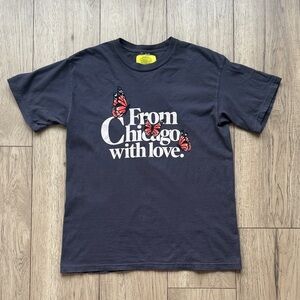 Chicago Over Everything From Chicago With Love Monarch Butterfly Gray T-Shirt M